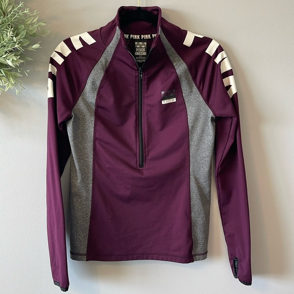 EUC VS Pink Ultimate Half Zip Pullover in Plum Size Small - Picture 1 of 7